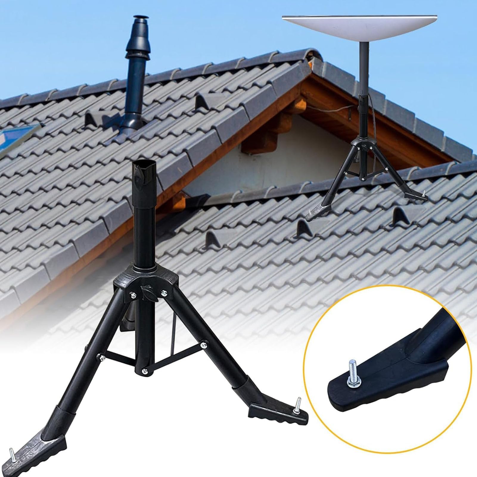 Trípode Plegable Antena Parabólica Soporte Estable Resistente Acero Inoxidable Compatible V1 V2 Ideal para Camping RV Instalación Techo