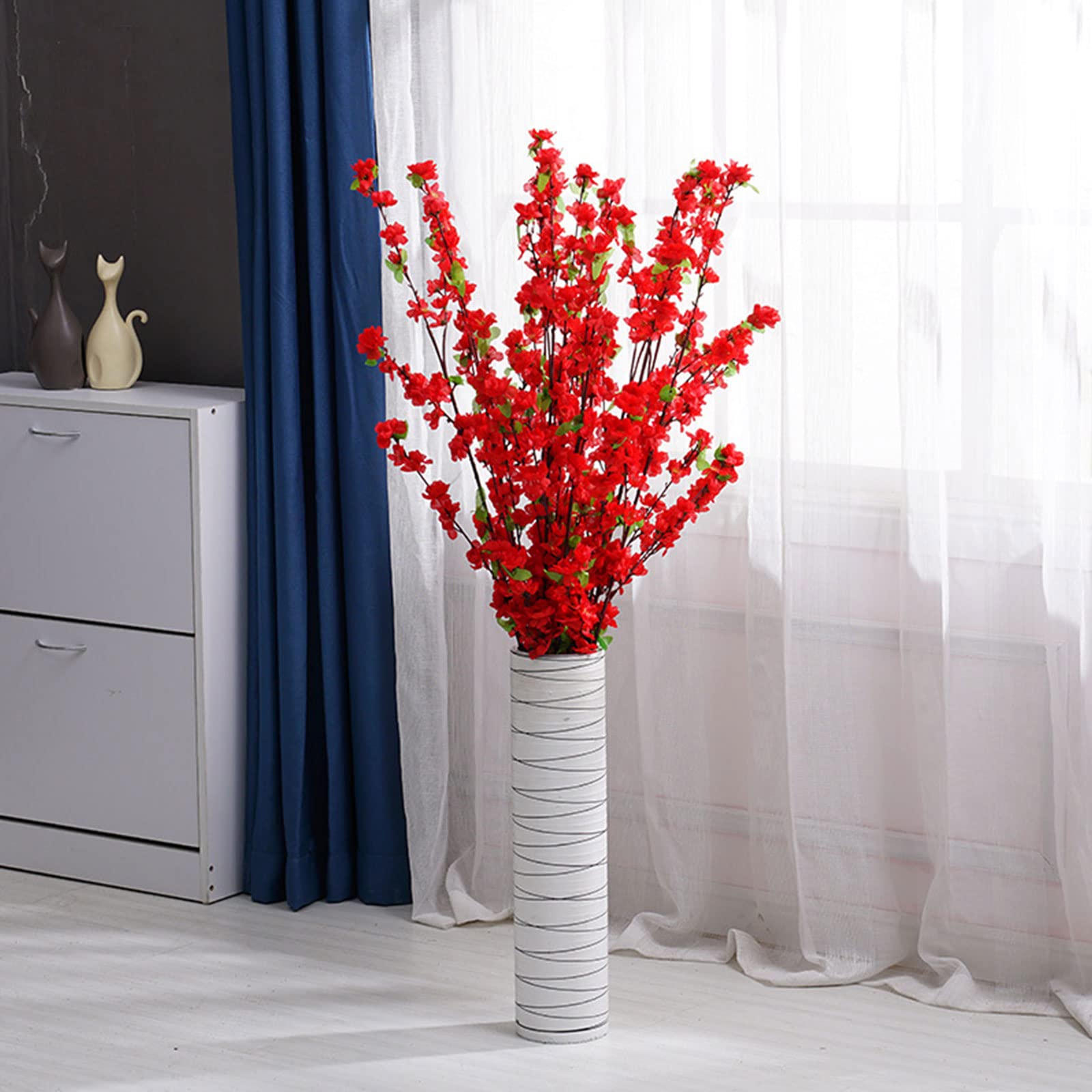 Avoik Kunstbloemen, kersenbloesem, decoratie, 5 stuks kunstzijden bloemen, perzikbloemen, takken, 100 cm lange stelen, kersenbloesem, sakura, lentebloemen voor balkon, tuin, kantoor, vaas, bruiloft