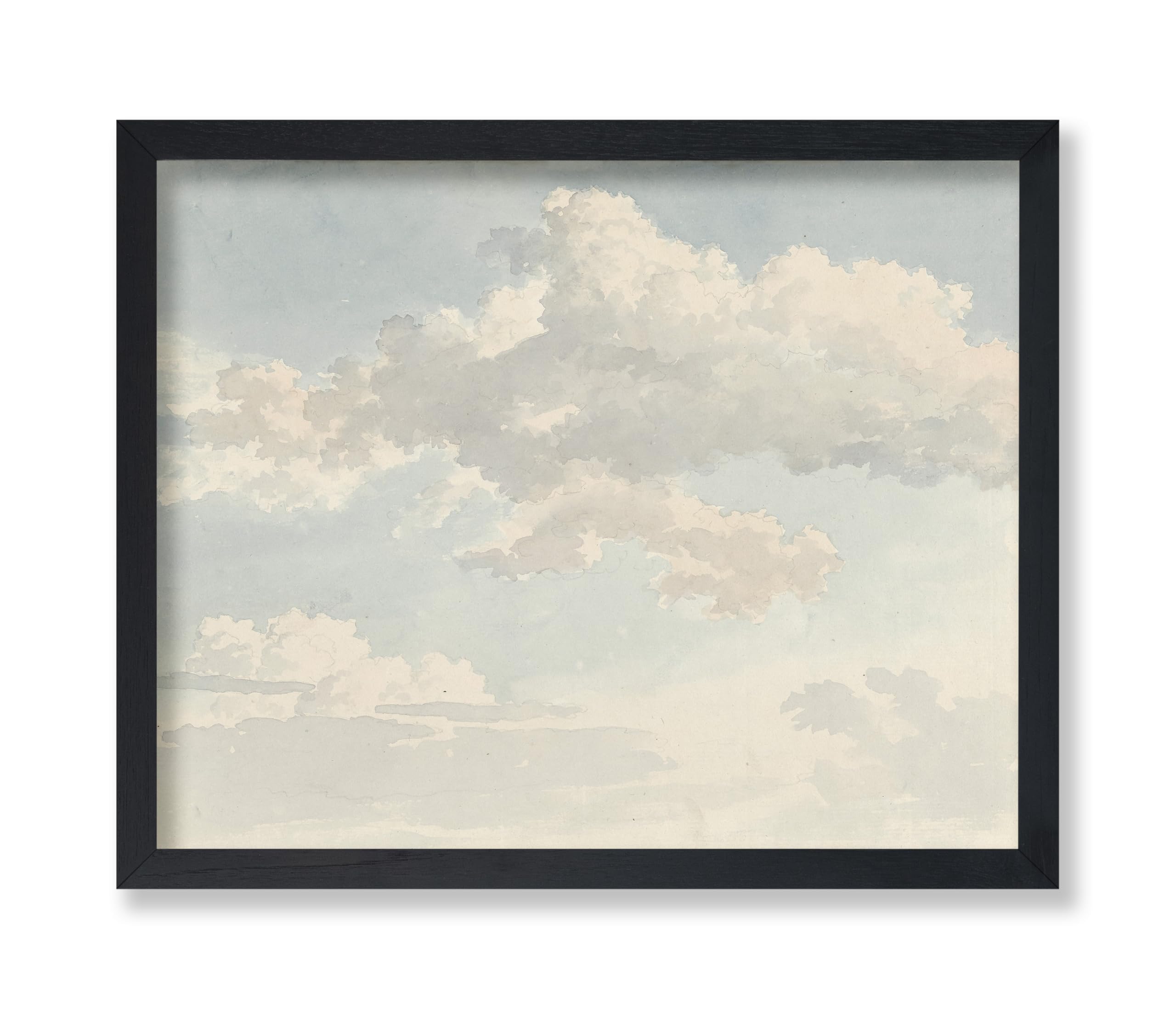 Monem Art White Cloud Print - Retro Clouds Painting Poster - Fine Art - Watercolor Wall Design -