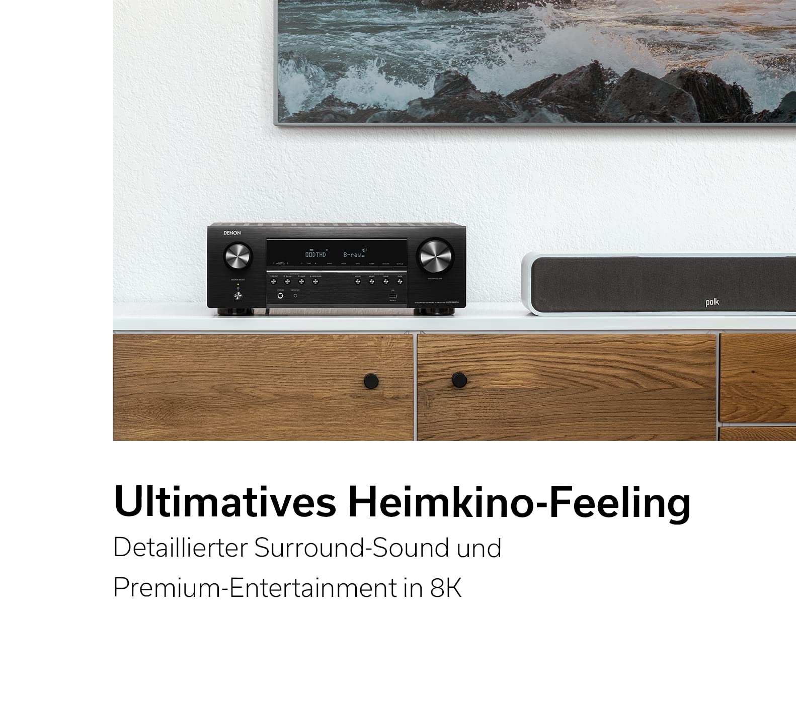 Denon AVR-S660H 5.2-Kanal AV-Receiver, 8K HDMI, Dolby Surround, Bluetooth, WLAN, AirPlay 2, HEOS, Schwarz