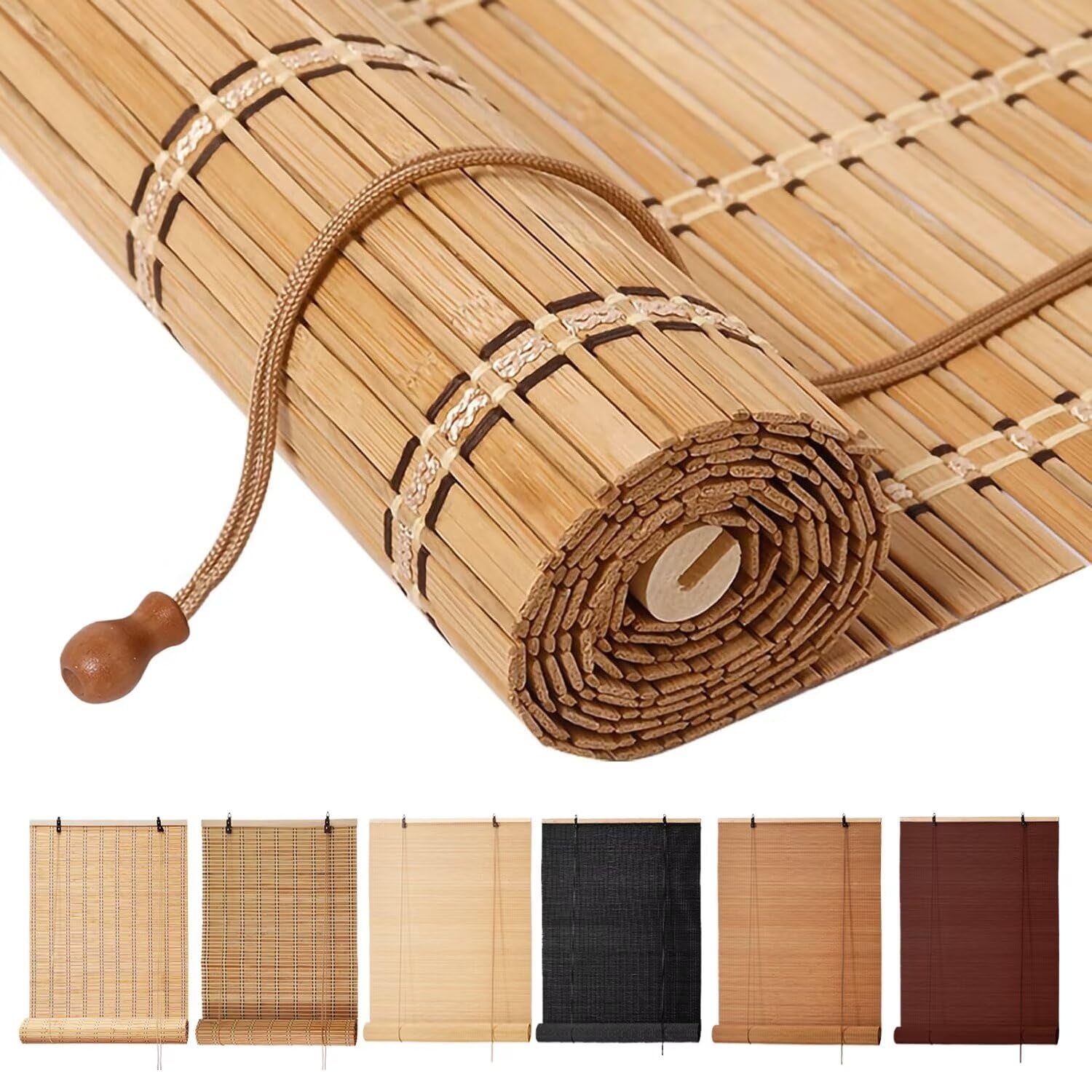 Bamboo Blinds, Easy to Install Bamboo Shades, Bamboo Shades for Indoor Windows, Custom Sizes Roller Shades for Indoor Windows for Indoor & Outdoor Use