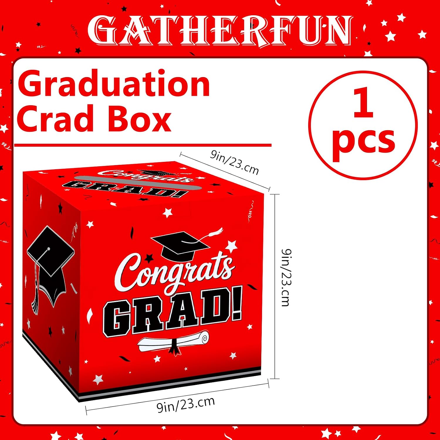 Graduation Card Box 2026 - Gift Holder for Graduation Party Decorations, Red