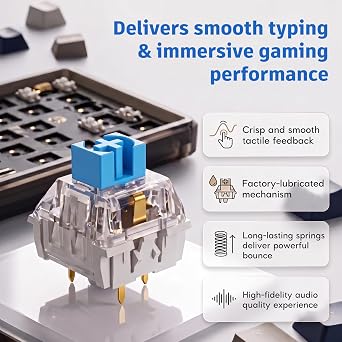 55 Pcs Blue 3 Pin Clicky Tactile Mechanical Keyboard Switches, MX Compatible DIY Replacement Kit with Switch Puller, for Beginners Keyboard Users