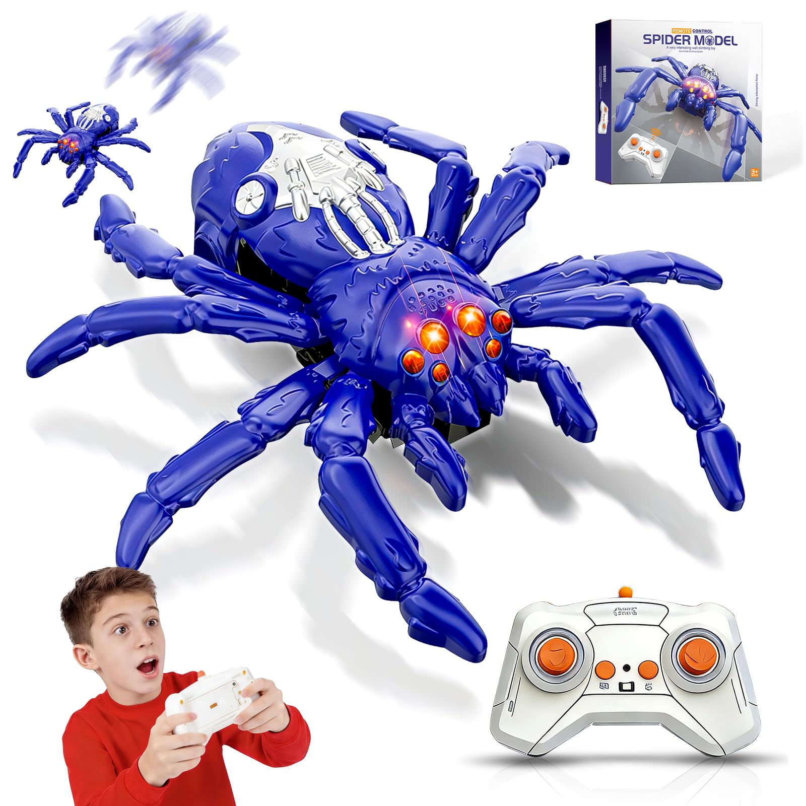 Wall Climbing Spider Remote Control Spider Toy, RC Creepy Crawler (Purple)