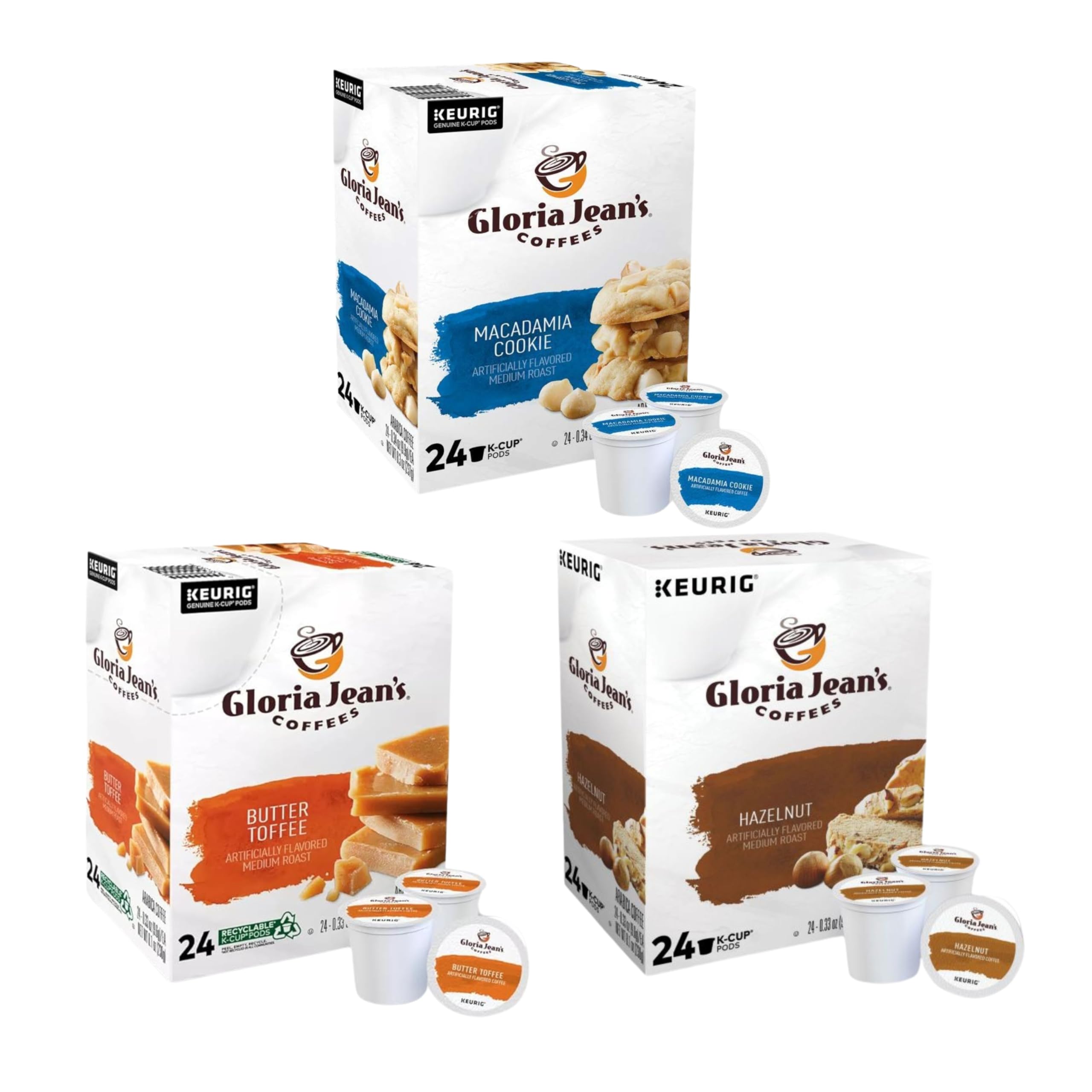 Gloria Jeans K Cups Coffee Pods Variety Pack Macadamia Cookie
