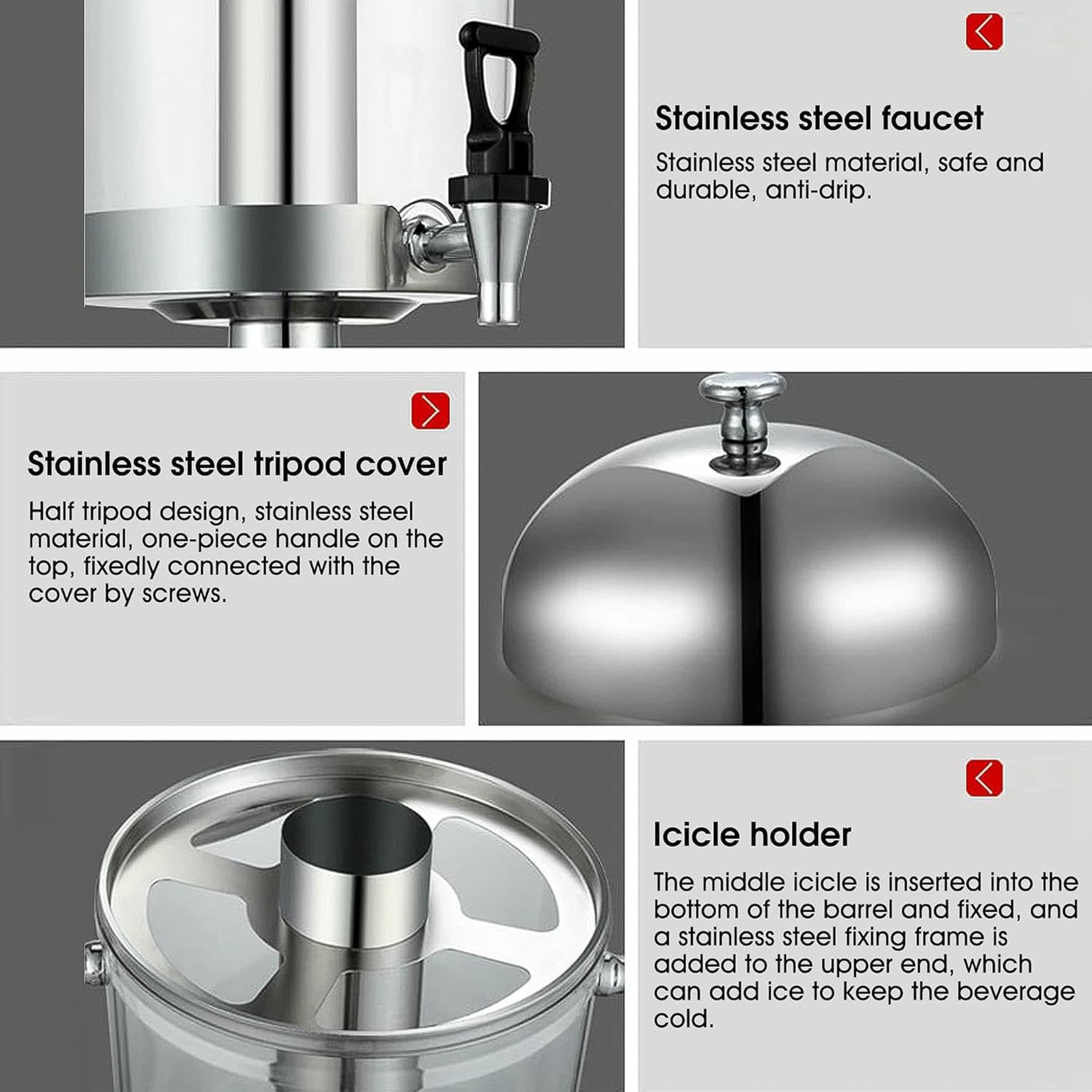 Urna Chafer, Urna Chafer per caffè, Dispenser per Bevande Calde E Fredde, Dispenser per Succhi di Frutta 8/16/24L, Dispenser per Bevande per tè Freddo in Acciaio Inossidabile Attrezzato