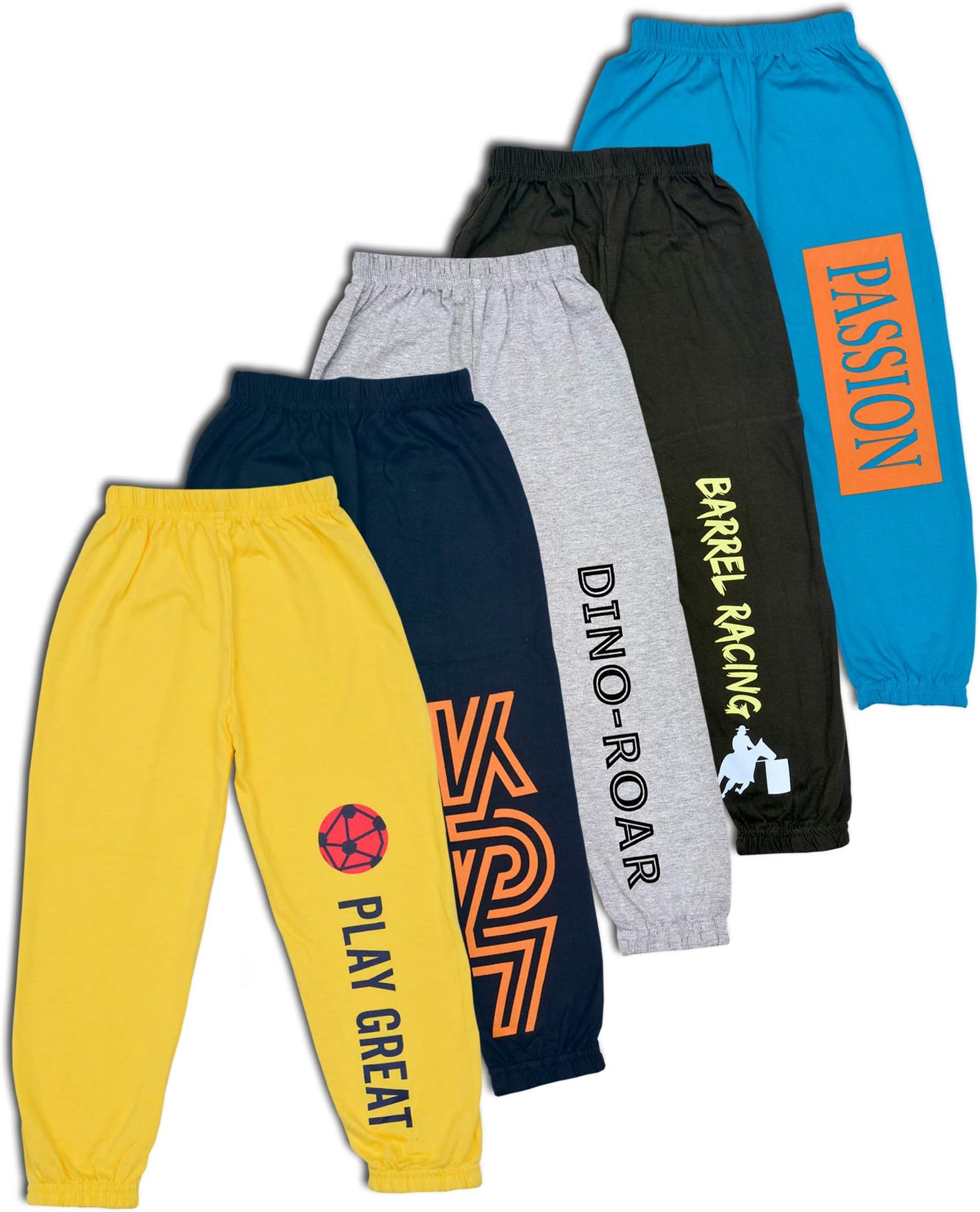 T2F Boy's Regular Fit Printed Cotton Track Pant (Pack of 5)