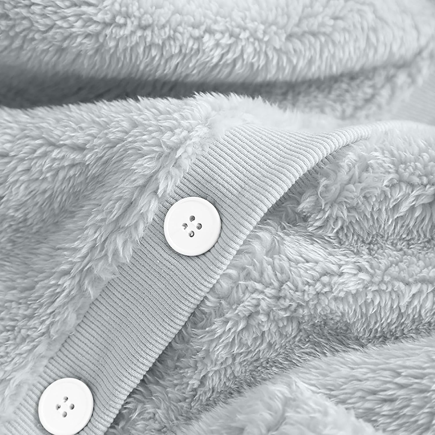 Fleece Jacket Women Cozy Warm Bed Jackets for Elderly Women Fuzzy V Neck Button Up Sleepwear Long Sleeve Winter Coat - Image 5