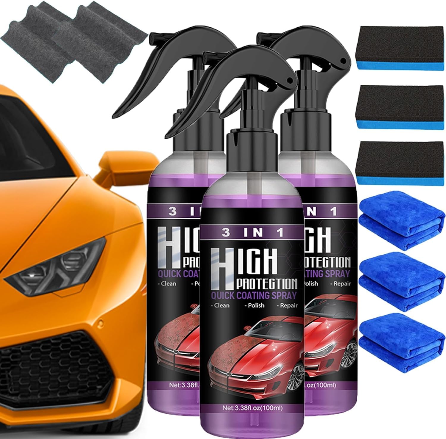 TiLLOw Sopami Car Coating Spray, Nettoyage sans eau, Cire de polissage, Coating céramique (Spray*1