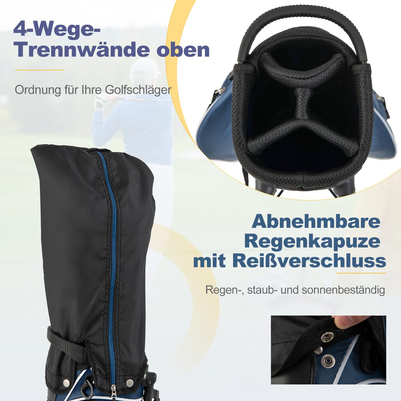 GOPLUS Golftasche, Golfbag, Golf Stand Bag mit Pencil Bag, Profi-Reisebag, Ständerbag mit Gurt, Farbewahl