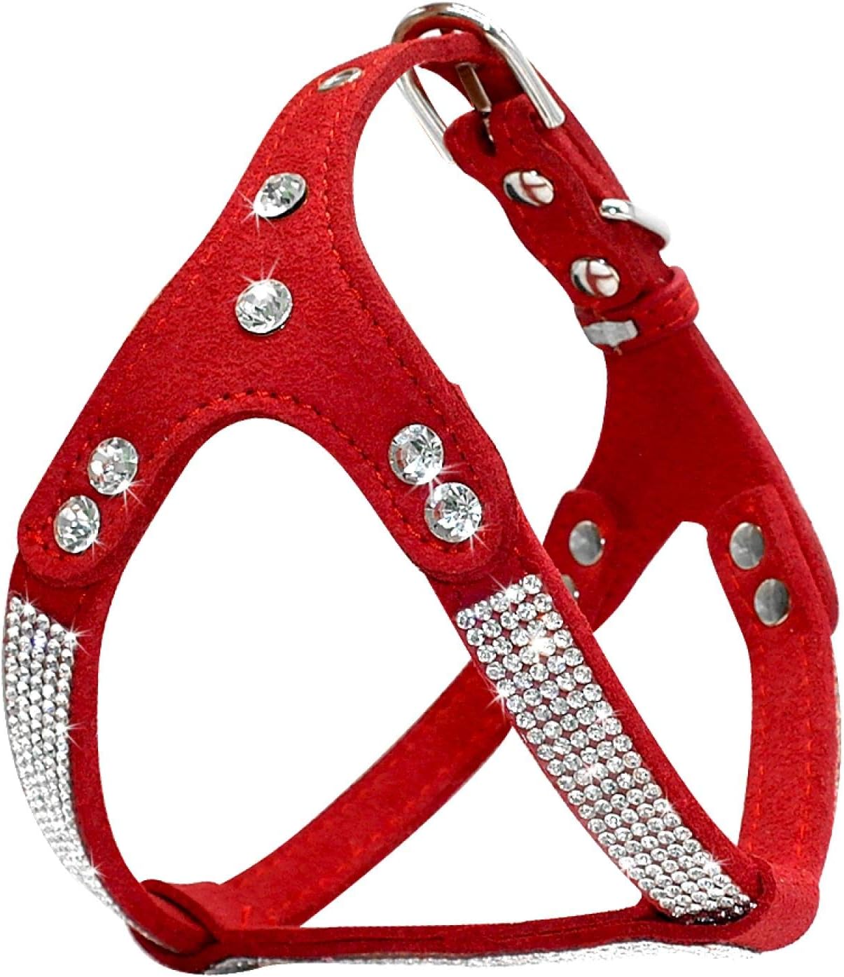 Pettorina Scamosciata per Cani Taglia S - Rosa/Rosso