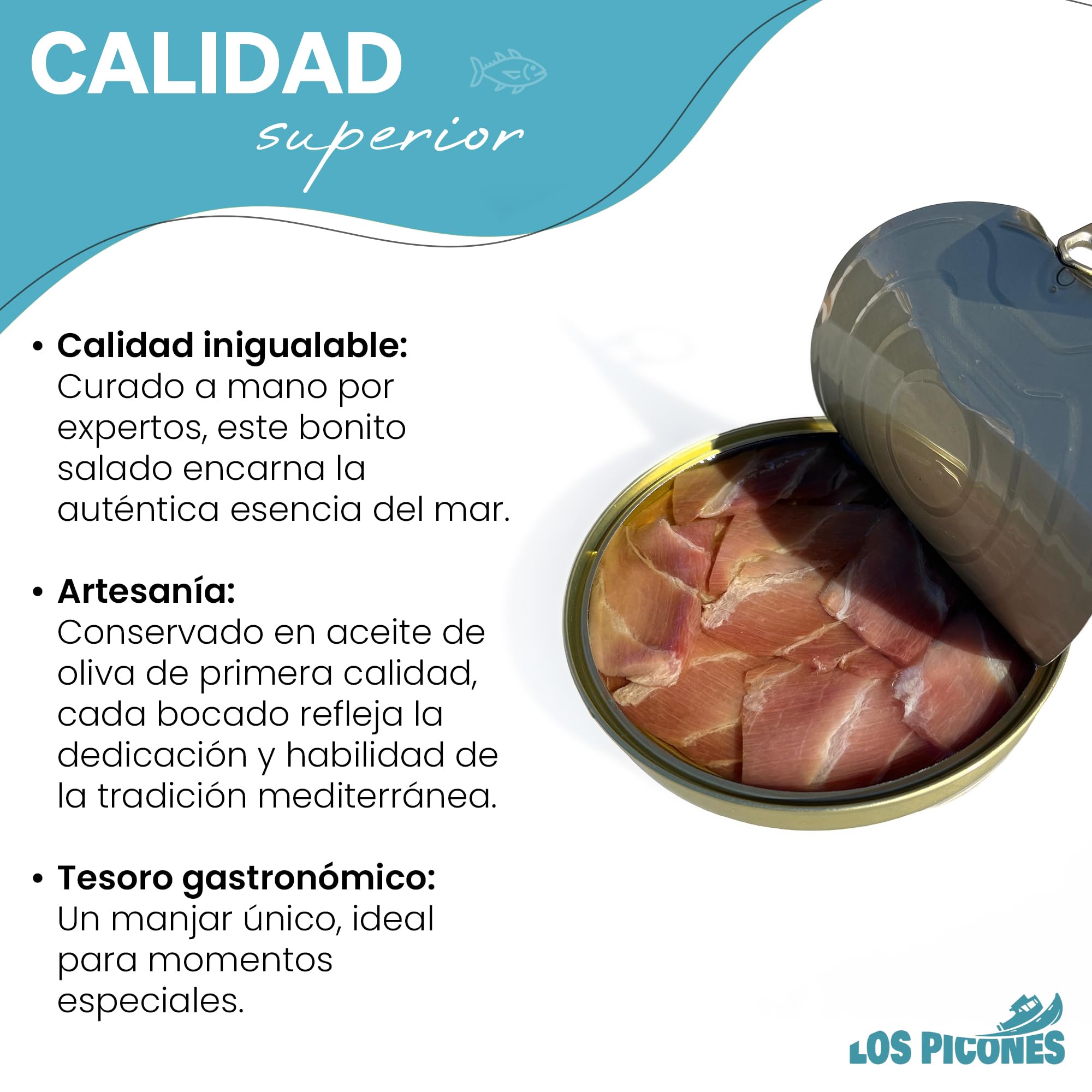 Los Picones Gourmet® Ijada de Atún en Aceite de Oliva I Pack 2 Latas 75gr (150gr. neto) I Conservas y Salazones Gourmet I Productos Gourmet I Jamón de Mar I Atum em azeite.