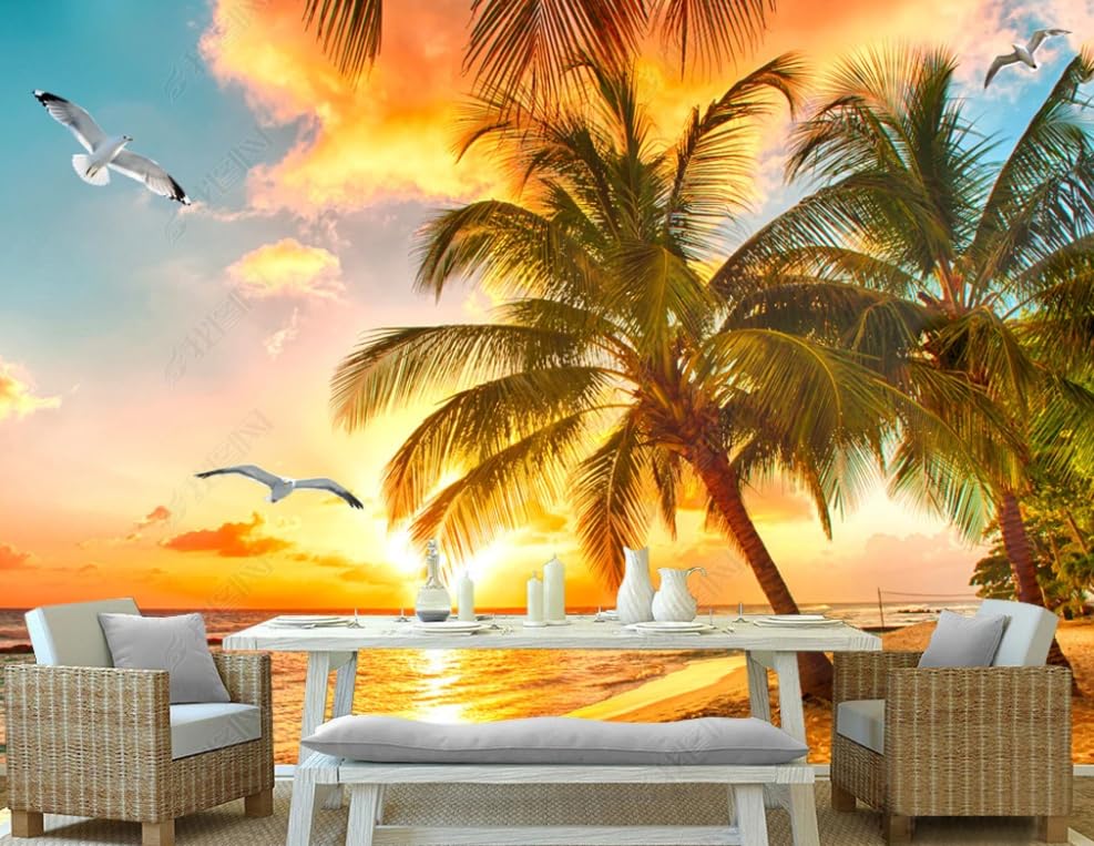 Papier peint intissé lever de soleil mer décor mural 350x256 poster géant chambre et salon