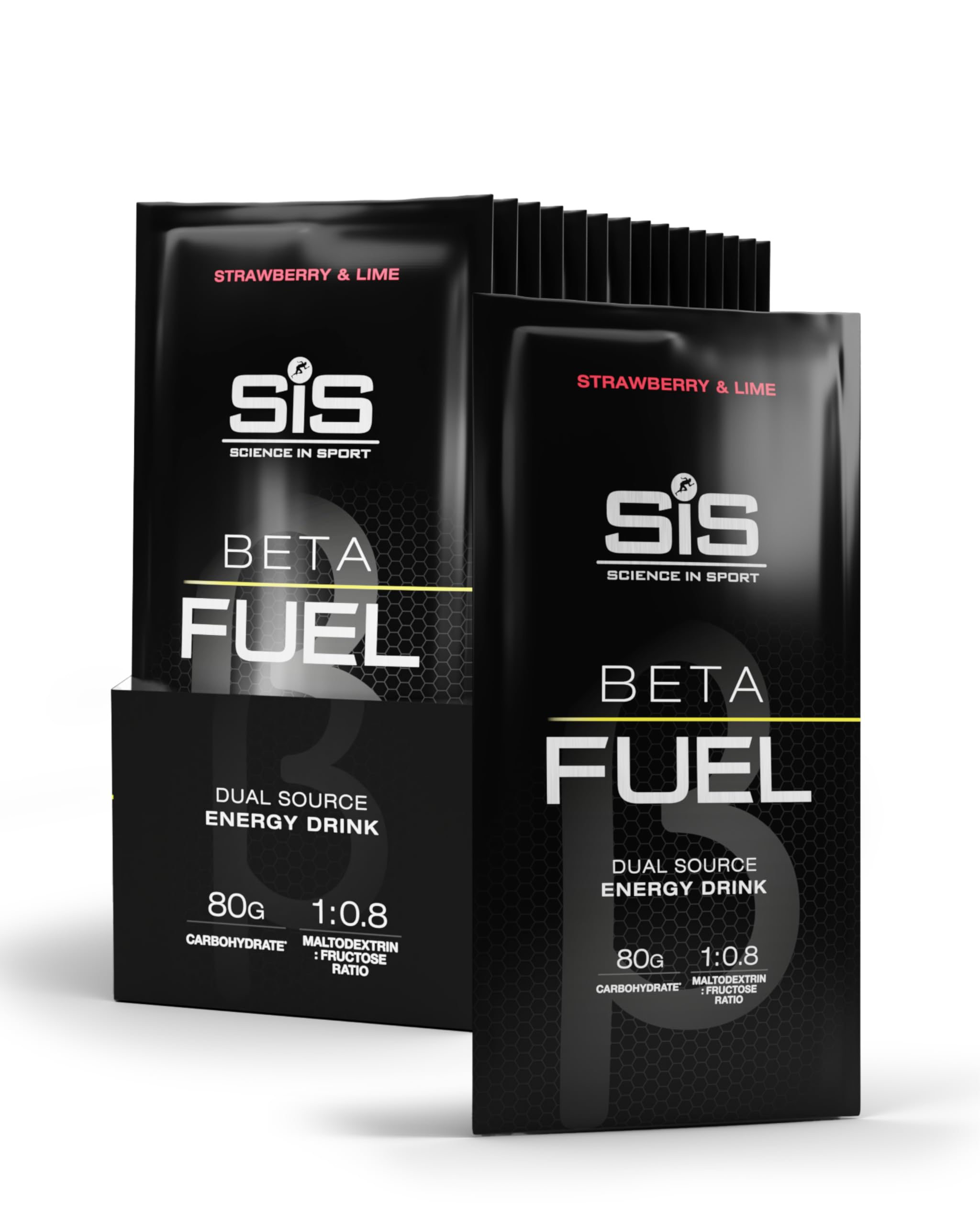 Beta Fuel 80 | 80g Carbohydrates | 1:0.8 Maltodextrin:Fructose Ratio | Dual Source Energy Drink | Easily Digestible | Strawberry & Lime Flavour | 15 Pack