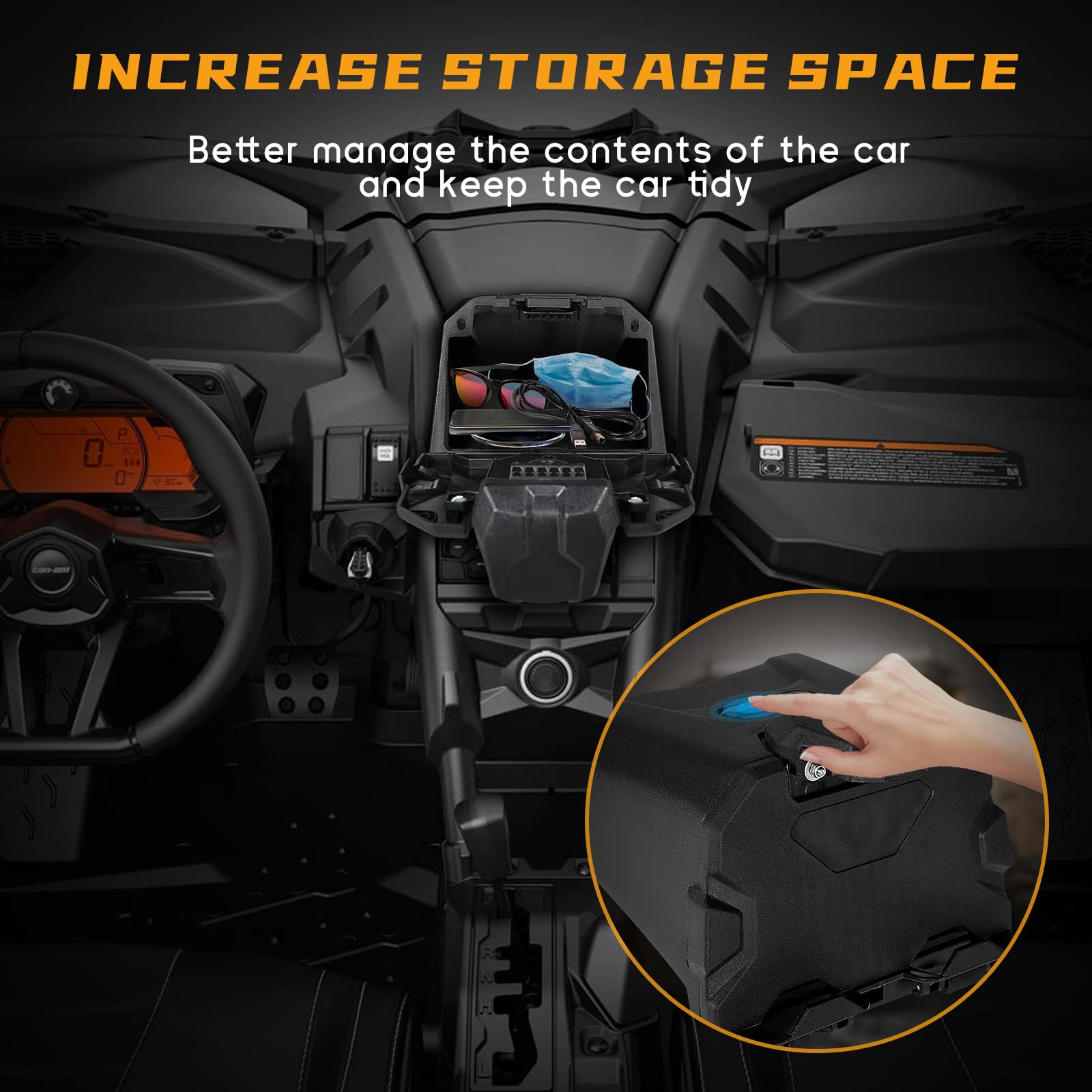 QUICKWOLF Maverick X3 Tablet Holder, X3 Electric Device Mount for Ipad Phone GPS Navigation Compatible with 2017-2024 Can Am X3 Accessories Device Holder Extra Storage Space, OEM 715002874