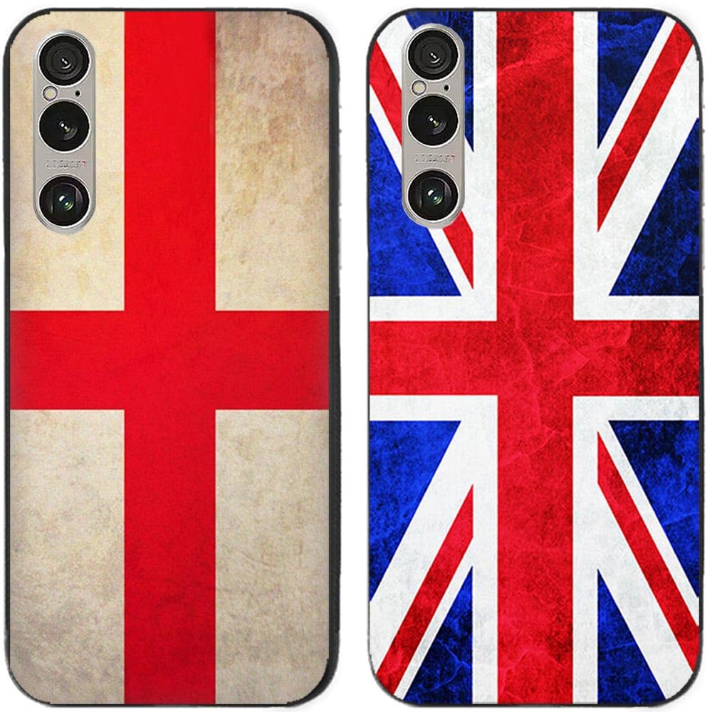 Case For Sony Xperia 1 VI / 1VI / 1-VI,Retro England UK Union Jack Flag Printed Durable Degradable TPU Silicone Gel Thin Back Phone Case Cover,2 Pcs/lot