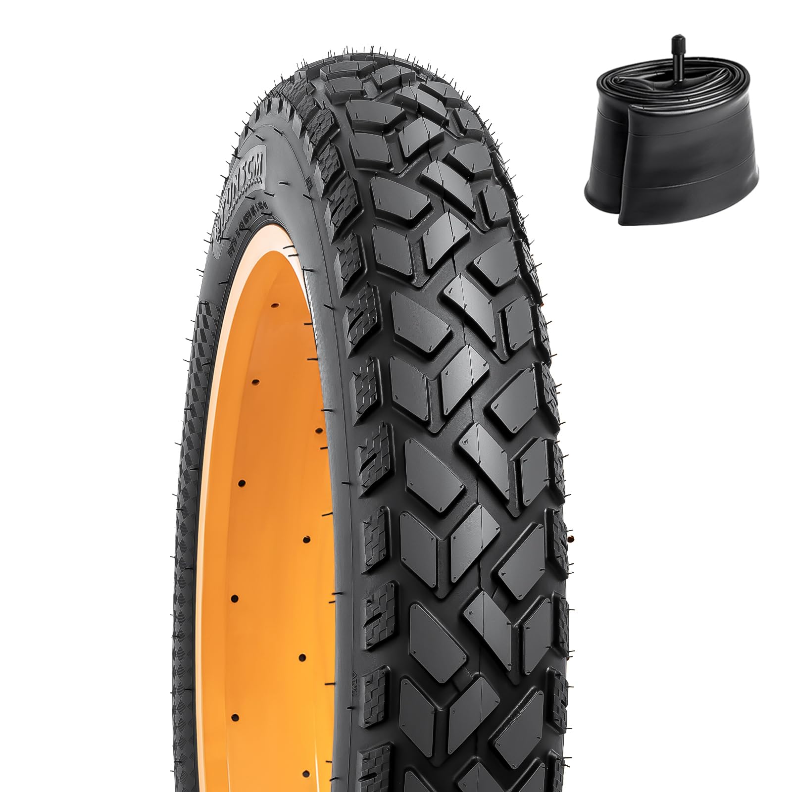 YunSCM 1Pcs Foldable 20 inch Bike Tyres 20x4.0 Tires and 20 inch Inner Tubes AV32mm Valve Compatible with 20x4.0 E-Bike