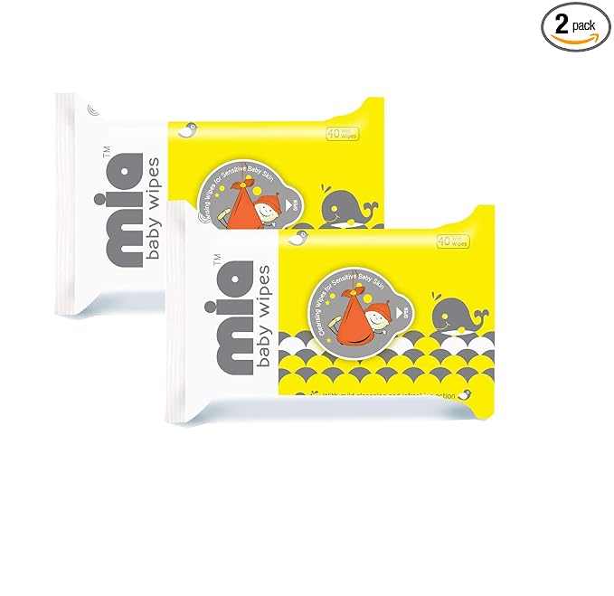 MIA Baby Wipes, 15cm*20cm, Combo of 2 (40 * 2=80 Count)