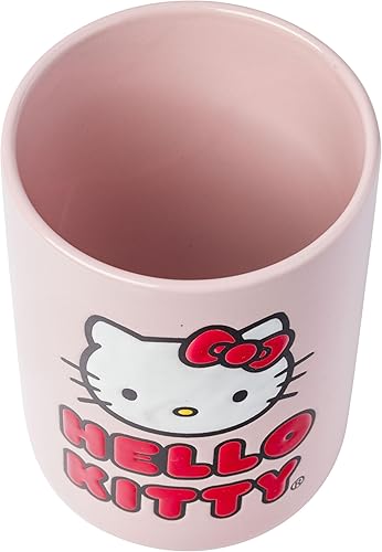 Miniatura 67 de Silver Buffalo Tarro de cerámica para aperitivos o galletas de color rosa de Hello Kitty, de Sanrio, tamaño mediano Hello Kitty Waving (cerámica)