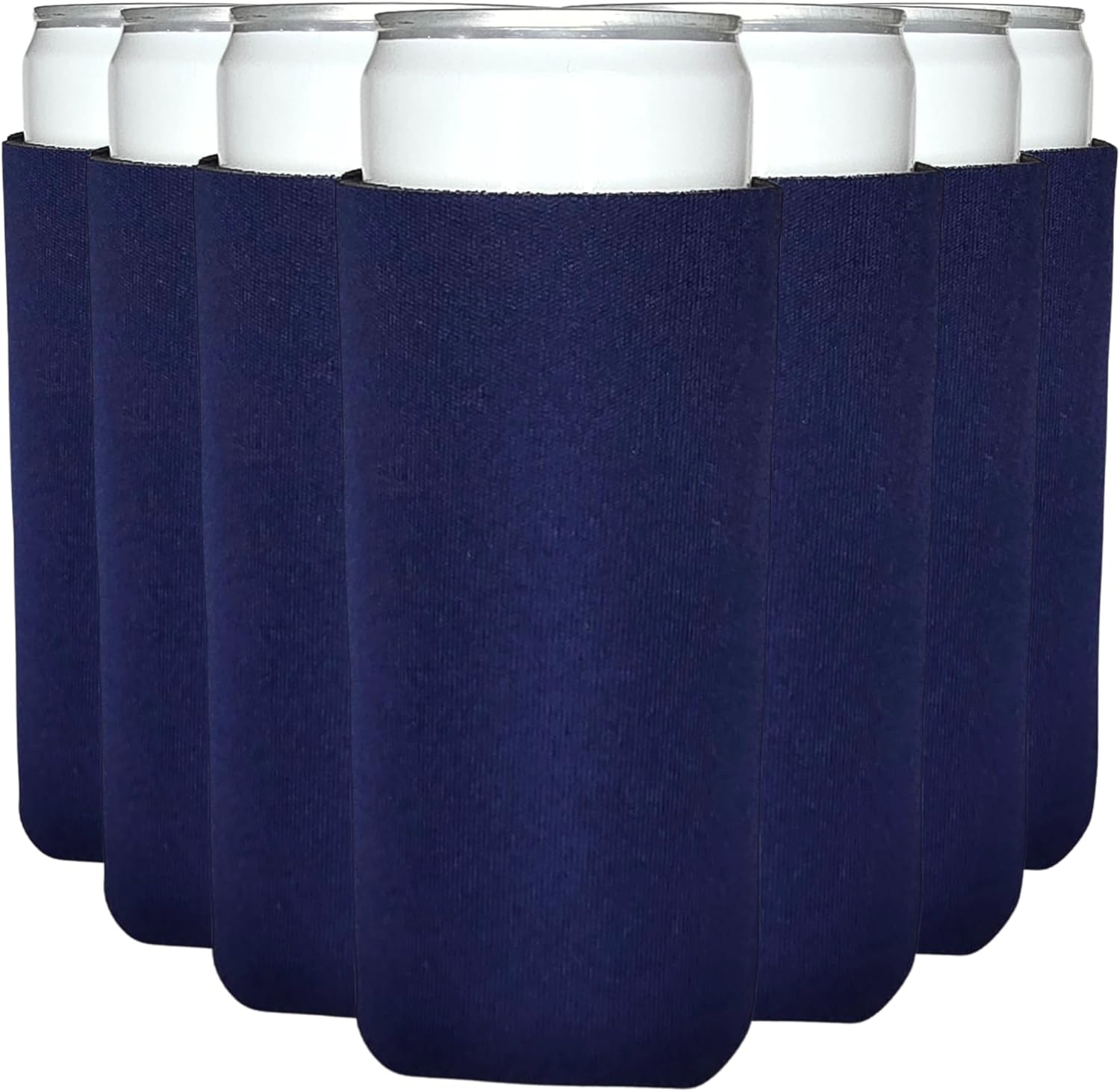 TahoeBay Slim Can Cooler Sleeves (12-Pack) Skinny Tall Cans 12 Oz Bulk Thin Seltzer Fit Sublimation Blanks for Vinyl Plain Blank Foam Beer Bottles Black White Assorted Solid Set (Navy Blue)