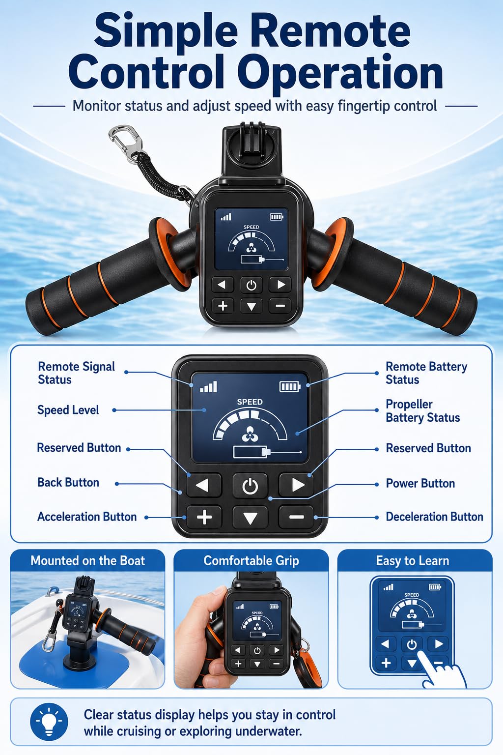 Elektrisches Schlauchboot mit Unterwasser Scooter für 1-2 Personen 500W10A | 3-9 Km/H Geschwindigkeit, Aufgeblasen 217 X 116 Cm, Sitz 100 Cm, Sitzhöhe 25 Cm, Traglast 150-220 Kg, Faltbar Mit Pumpe