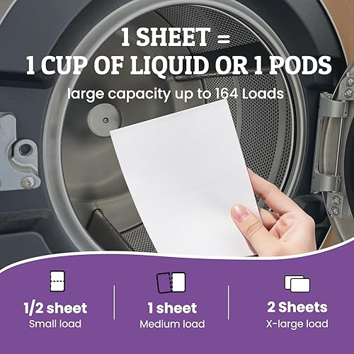 Miniatura 2 de Breezleaf Hojas de detergente para ropa, lino fresco, 164 cargas, tira de lavandería ecológica para viajes y hogar, tiras de jabón hipoalergénicas