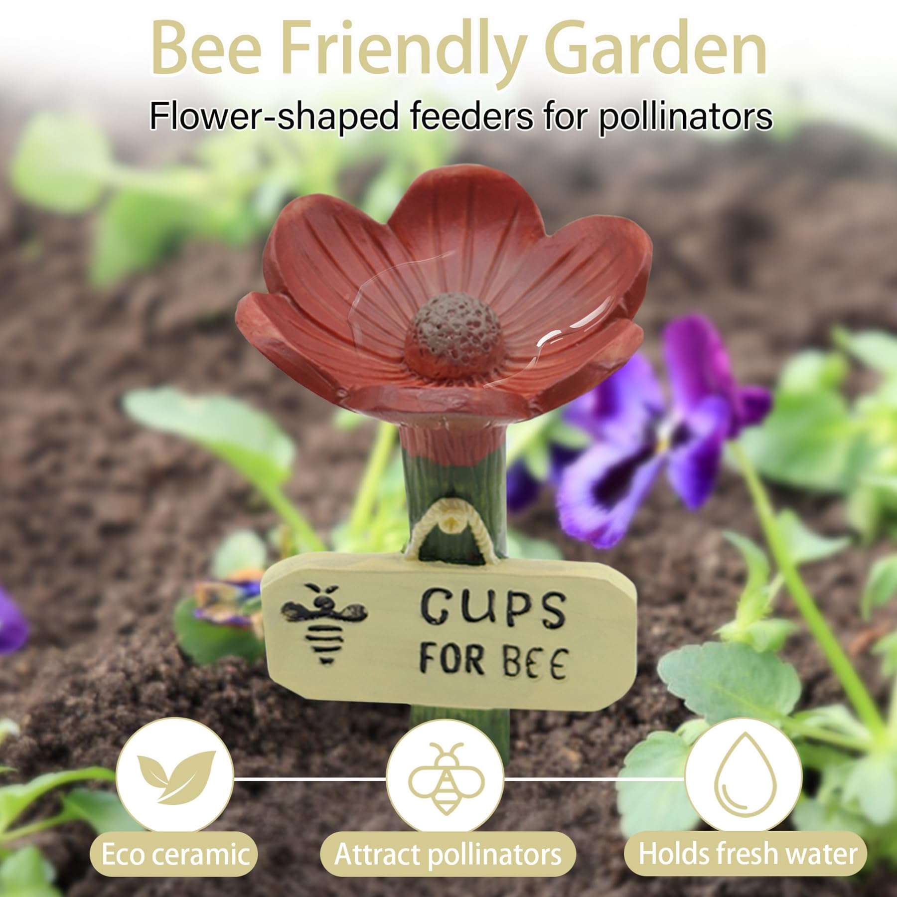 5 Stück Insektentränke, Bienen Trinkbecher,Bienentränke für Den Garten, Insektentränke im Freien, Bienentränke für Durstige Bestäuber
