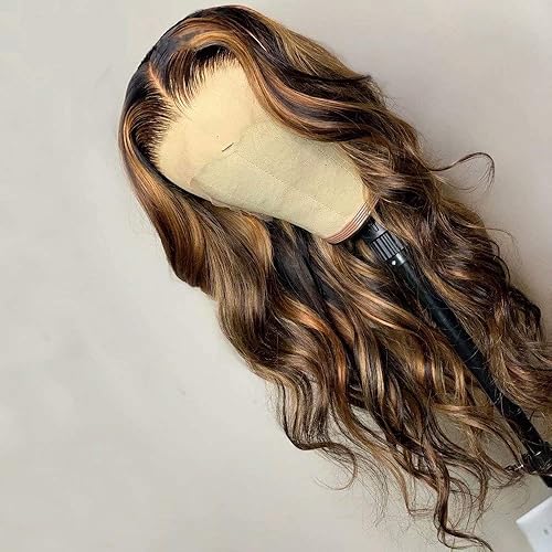Miniatura 4 de Pelucas de cabello humano ondulado, con encaje frontal invisible de alta definición, de 13x4, color degradado con luces de nudos decolorados