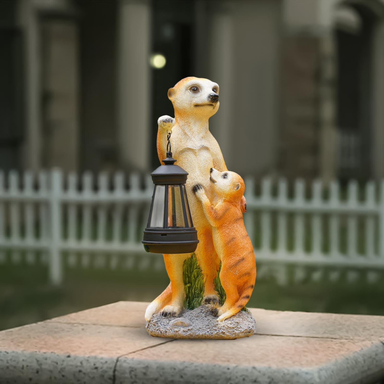 Surykatka Dekoracja Ogrodowa Kolekcjonerska Figurka Dekoracja Ogrodowa | Rzeźba i Surykatek z Lampą Solarną Ozdoba Ogrodowa na Taras, Trawnik, Podwórko, Balkon, Ganek, Ścieżkę