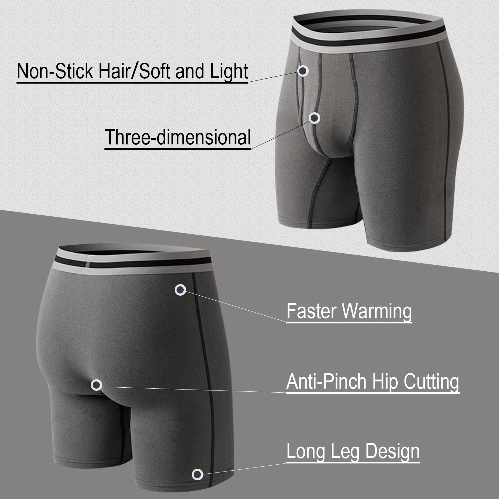 Nuofenkudu Herren Thermo Boxershorts Warm Wärme Unterhose mit Gummibund Stretch Bulge Wärmende Bequem Unterwäsche Weich Männer Retroshorts