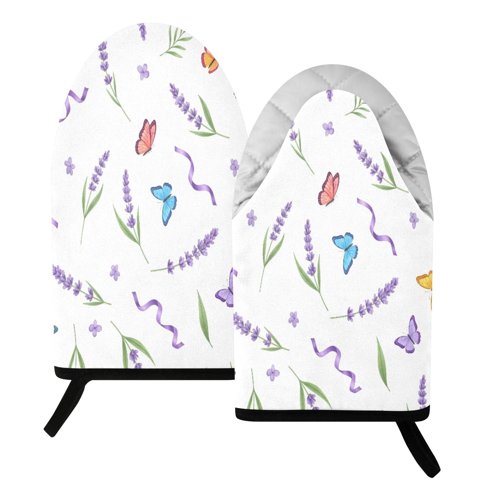 BURSTDDY Lavender Oven Mitt,Heat Resistant Kitchen Mitts for Cooking