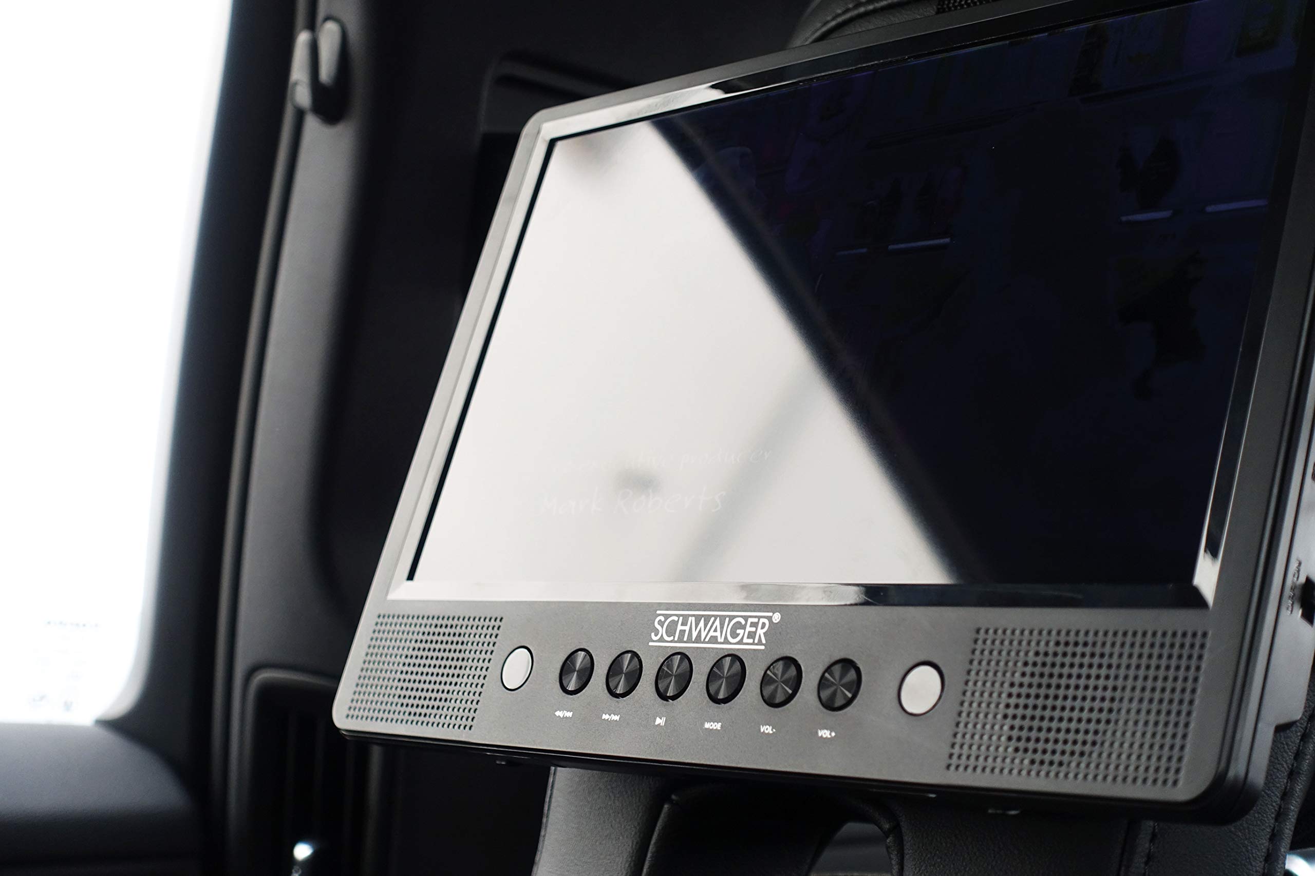 SCHWAIGER Reproductor DVD portátil 2 pantallas con batería mando a distancia ranura SD USB soporte coche