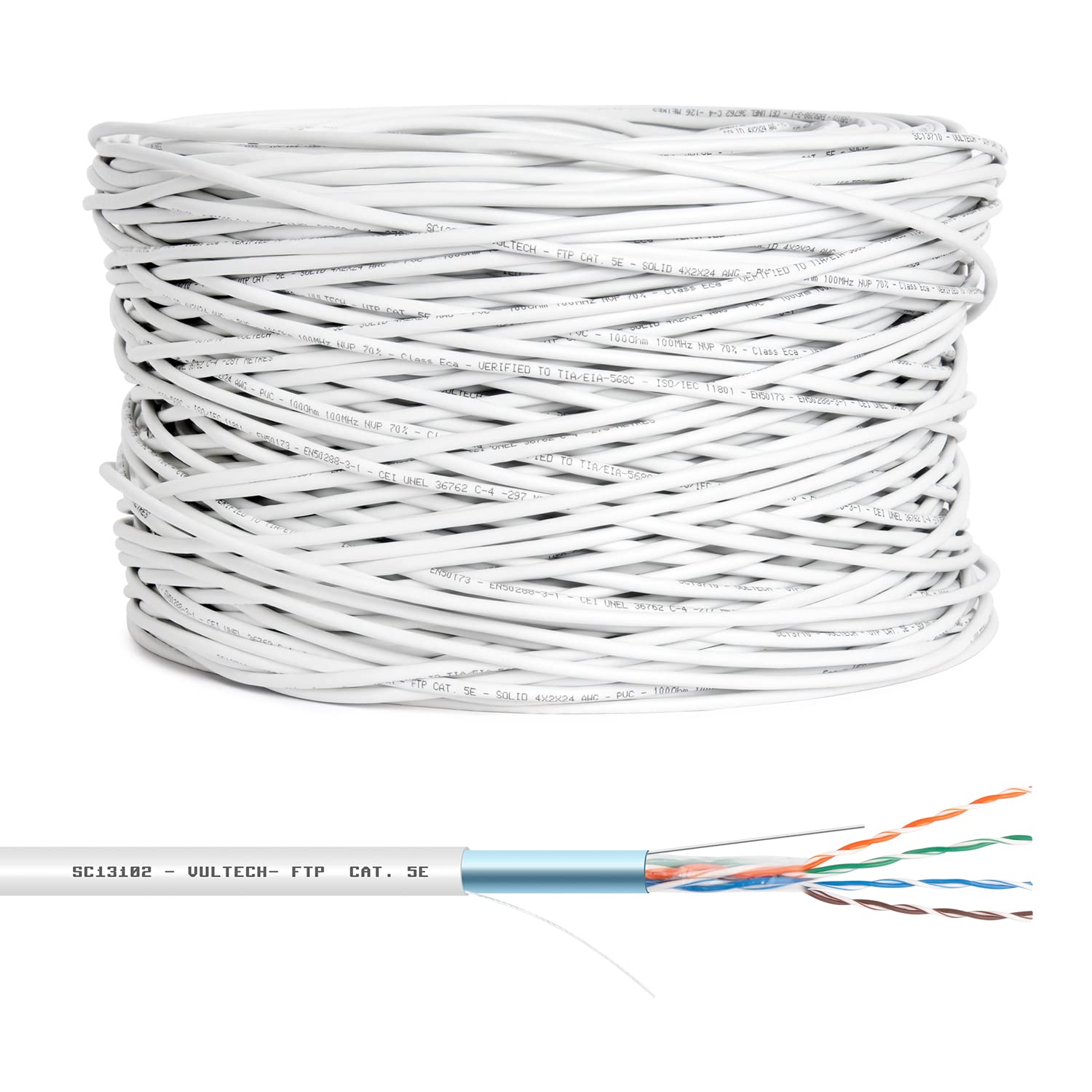 Vultech SC13102-305 - Cable de red (305 m, Cat5e, F/UTP (FTP), Gris)