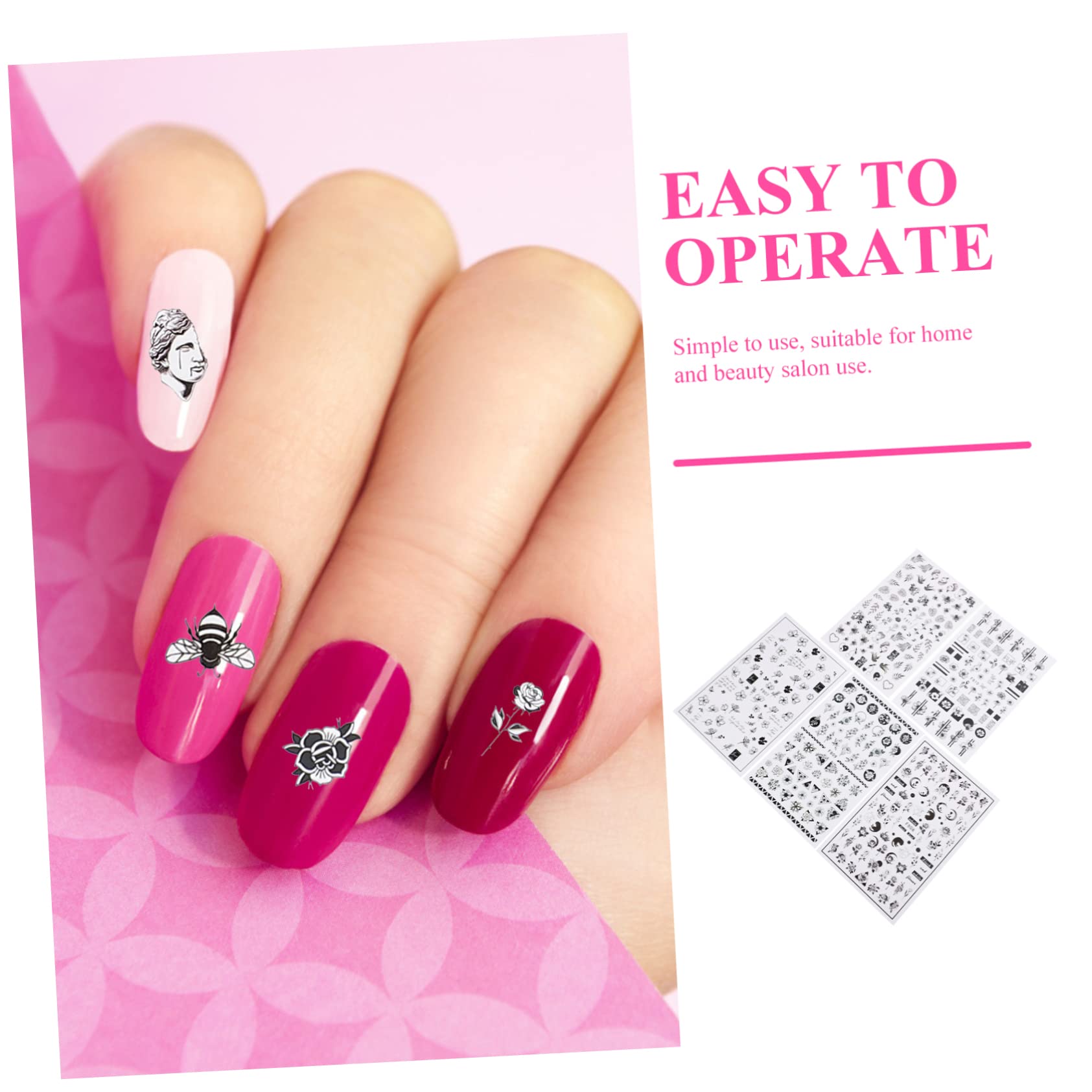 CALLARON 5 Set Adesivi Per Unghie Fiori Set Nail Art Autoadesivi Per Decorazioni Unghie Design E Sicuro E Accessori Creativi 10 Fogli*5