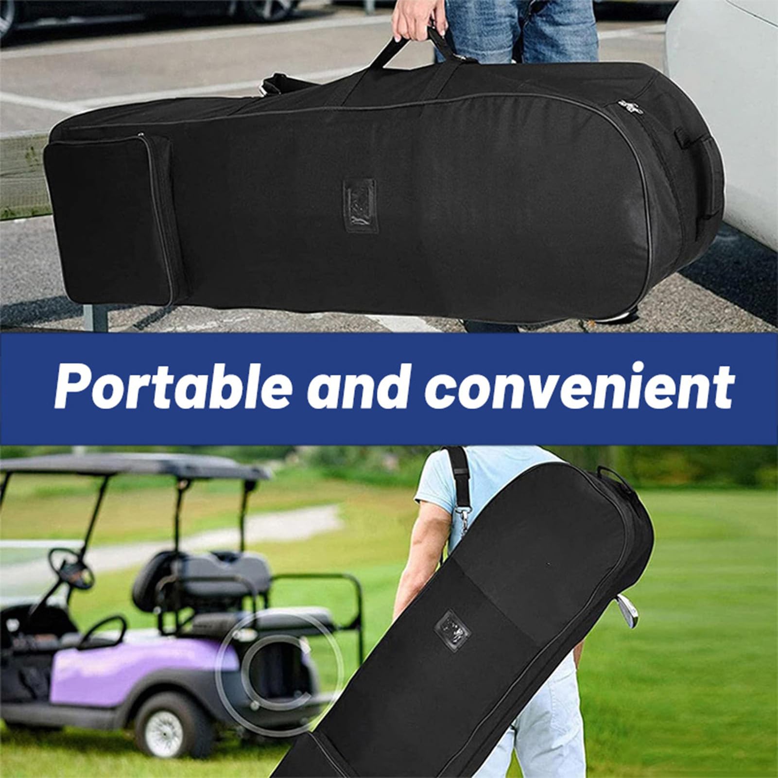 Bolsa de Viaje para Palos con Ruedas, Bolsa Plegable y Portátil de Nailon para Palos de Golf, Interior Espacioso