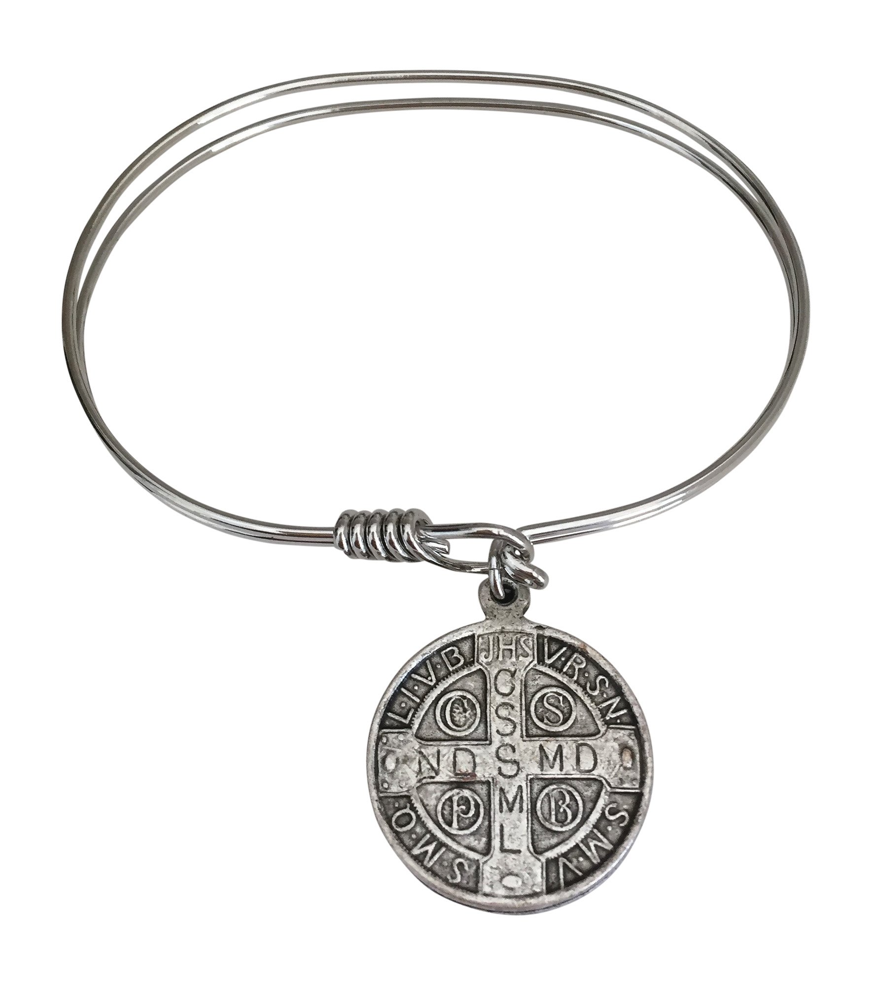 Full of Grace Divine Designs St. Benedict Medallion Bangle Bracelet
