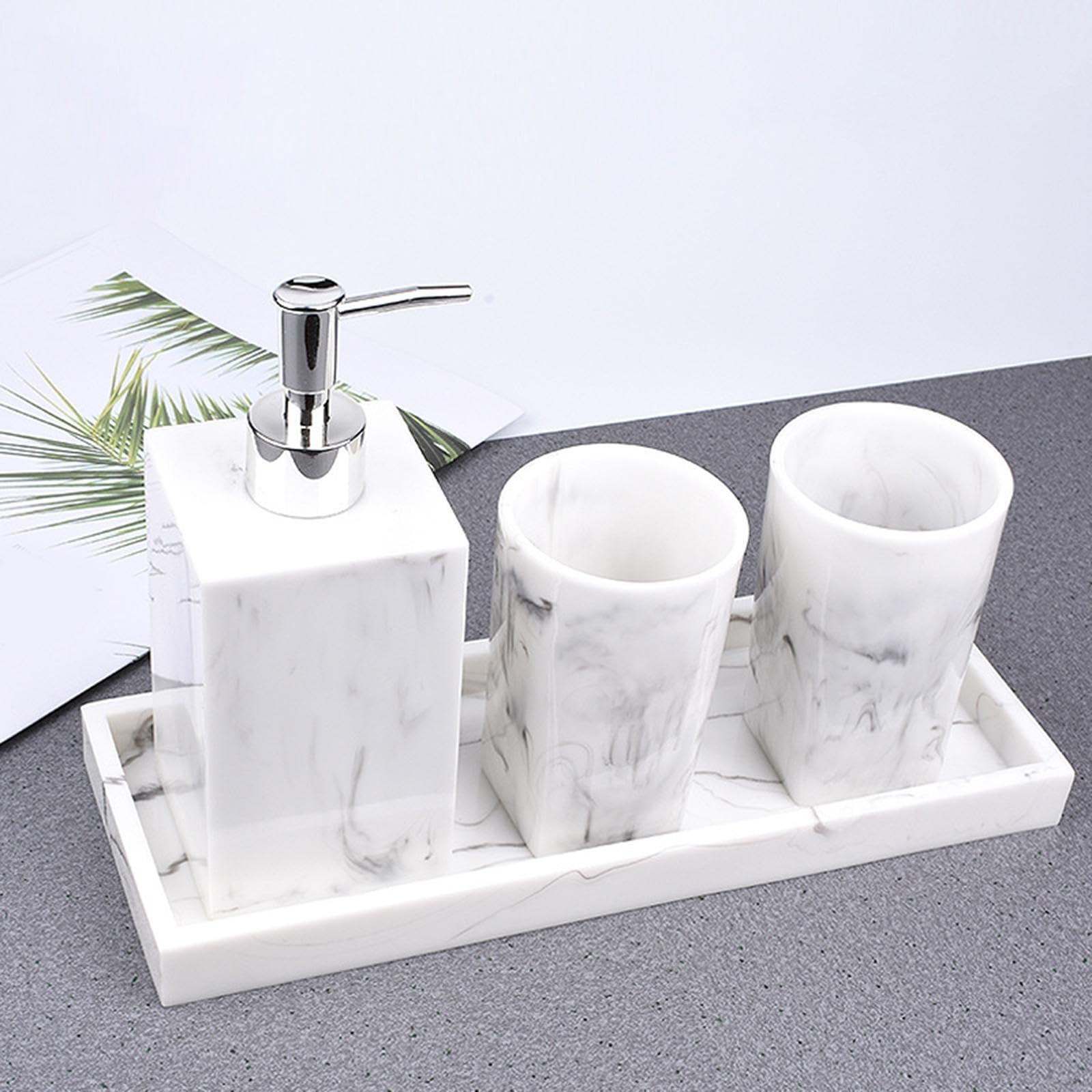 Elegante set di accessori e decorazioni per il bagno, portaspazzolini con superficie liscia effetto marmo e funzioni multifunzionali, portaspazzolini,