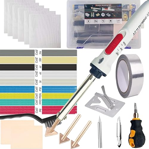 Soldador de plástico, kit de soldadura de plástico de 110 V100 W, kit de soldadura de plástico para reparación de kayak de parachoques, con 100