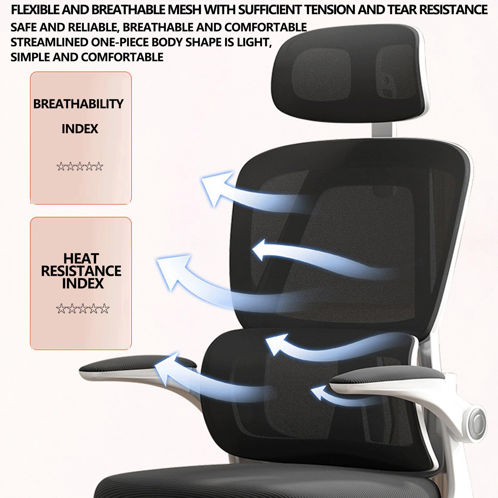 Silla ergonómica para computadora con respaldo ajustable, cómodo cojín de látex para asiento, reposabrazos giratorios de 90° y soporte lumbar adaptable, ideal para largas sesiones de estudio, juegos y