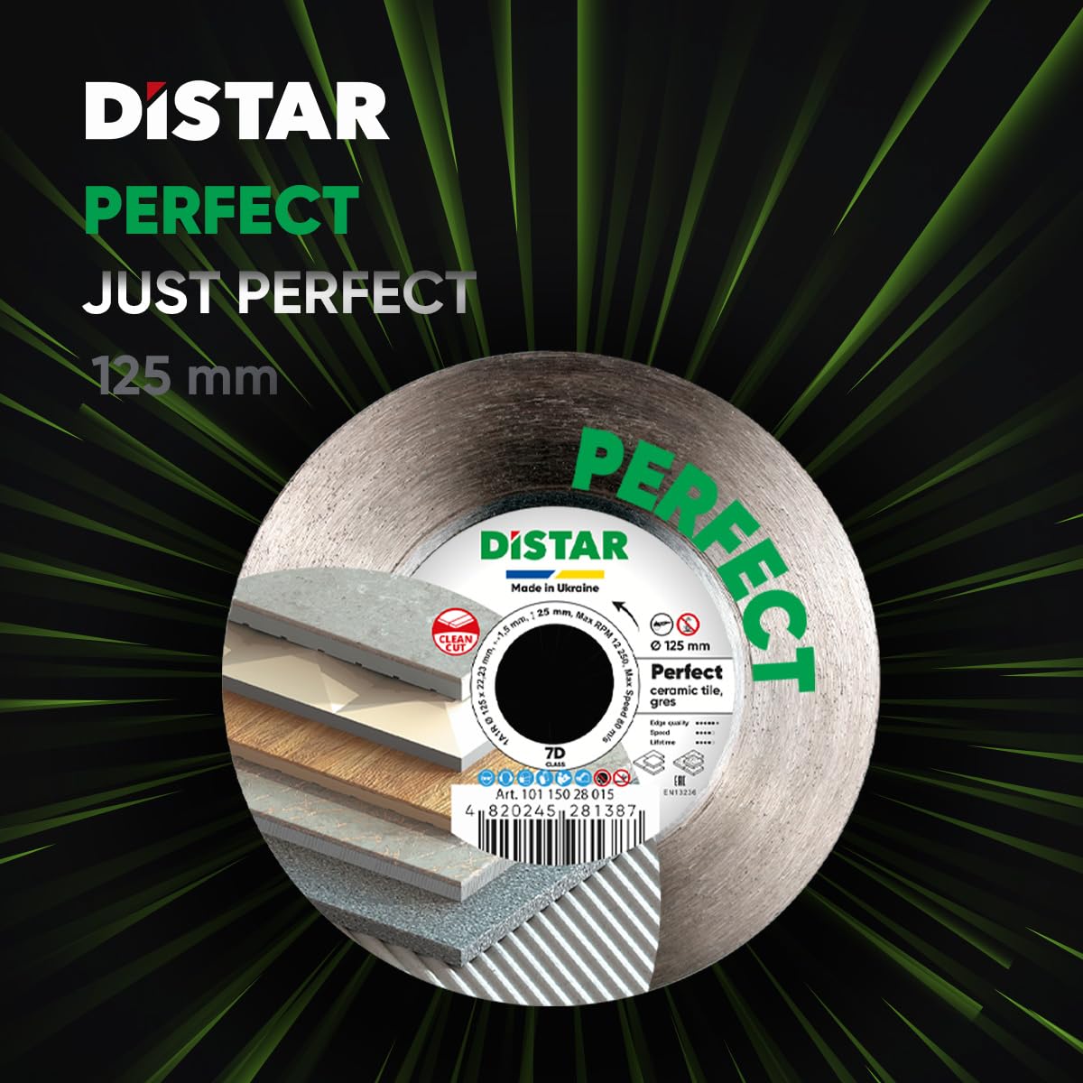 DISTAR Disco de diamante 1A1R 125 mm Perfect para baldosas de cerámica y gres