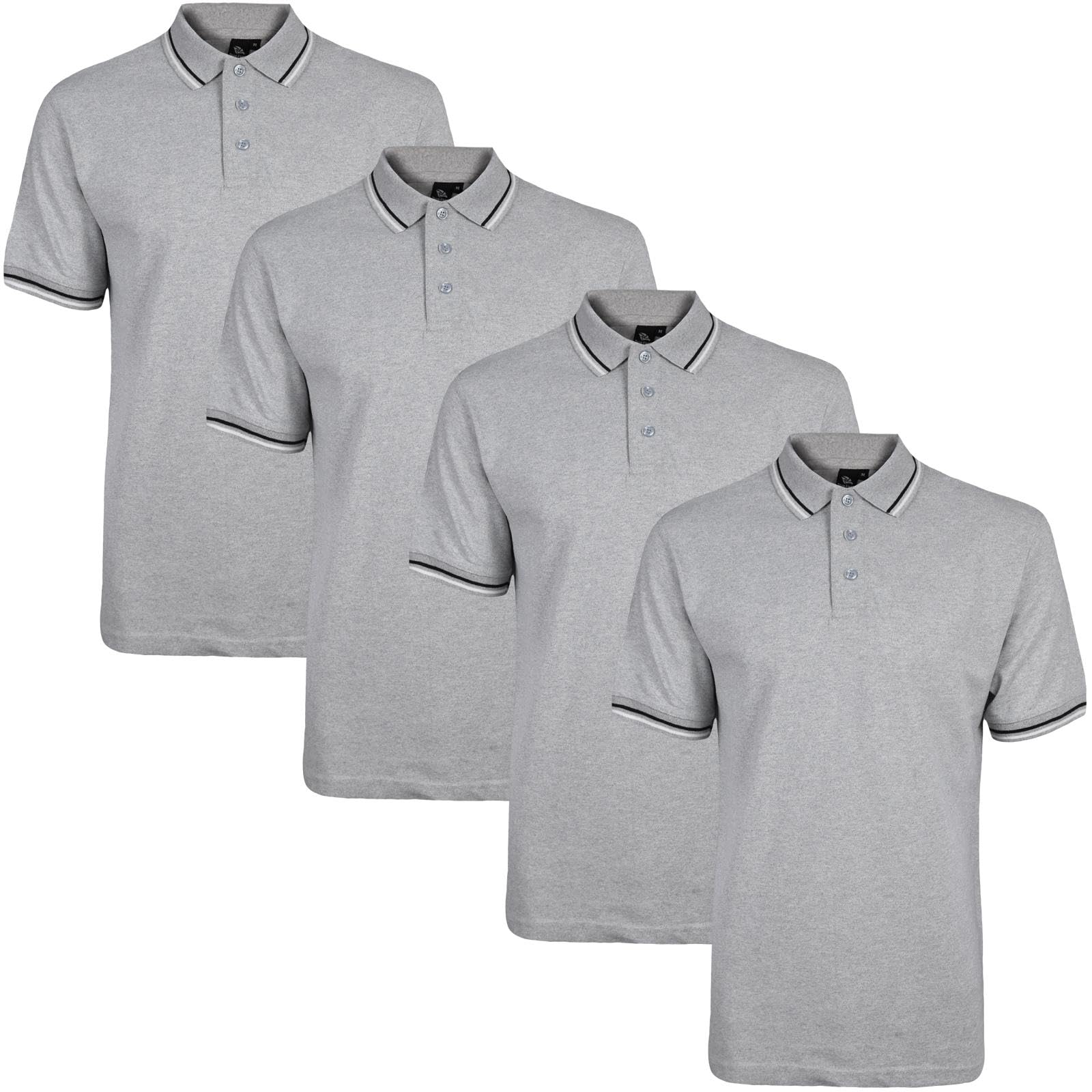 True Face Men's Grey Tip - 4 Pack 4 Pack Polo Pique Regular Fit T Shirt Grey Tip L