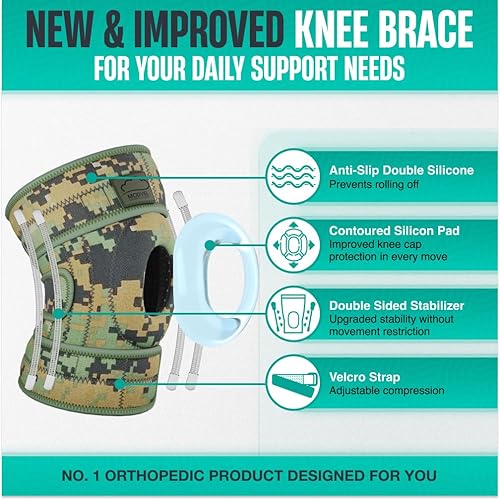 Miniatura 6 de MODVEL ELITE - Rodillera para mujeres y hombres con estabilizadores laterales, almohadillas de gel para rótula para desgarro de menisco para máximo