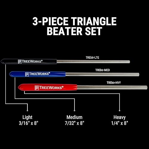 Miniatura 2 de TreeWorks Juego de 3 batidores triangulares de campanillas, fabricados en Estados Unidos, acero inoxidable, accesorios profesionales de percusión