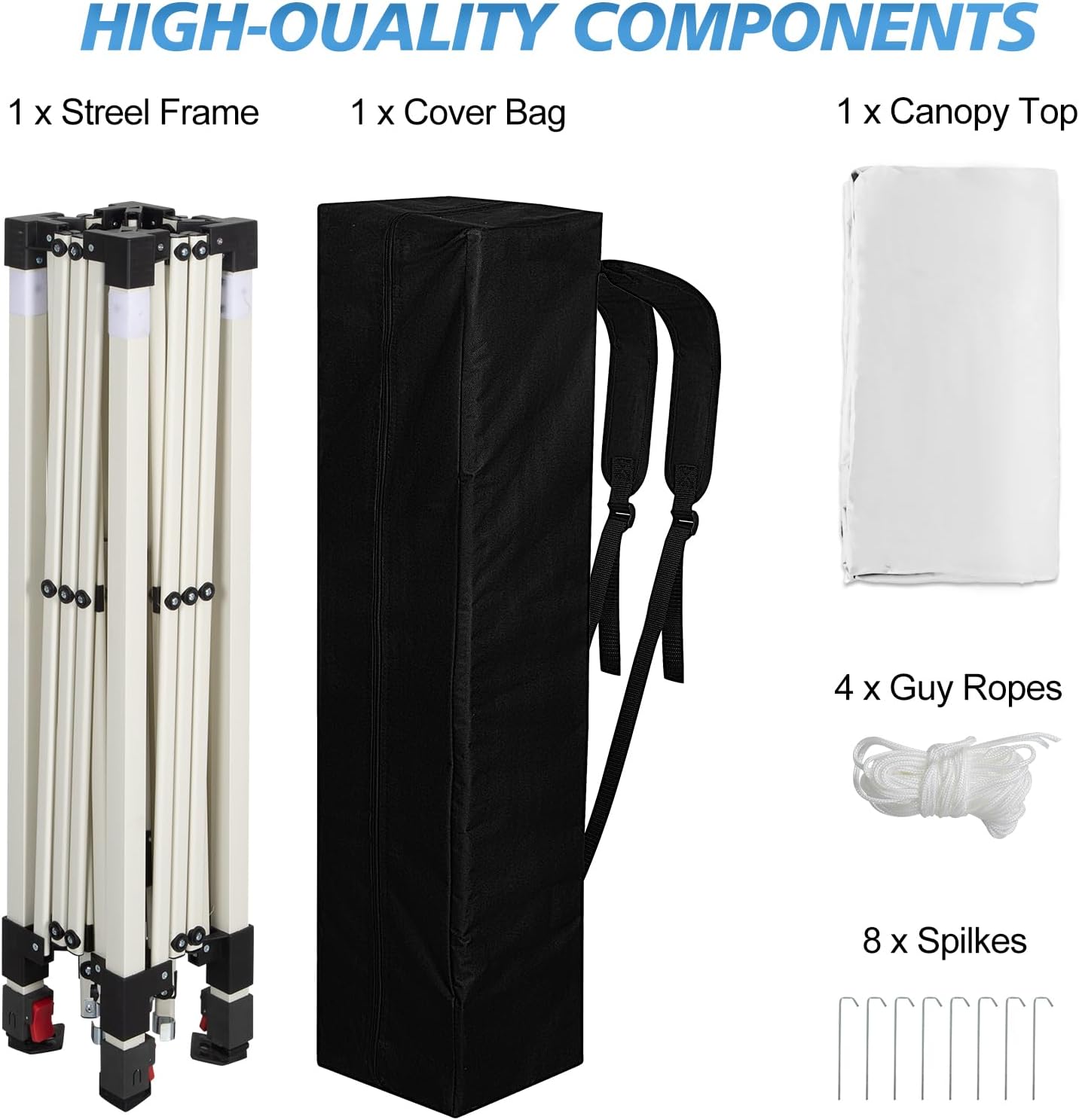 WEIZE 10x10 Slant Legs Pop Up Canopy Tent, 1-Button Push Setup Canopy Tent, Adjustable Height Instant Portable Shelter, Protable Backpack, Easy Outdoor Sun Shade for Events, 8x8 Top, White