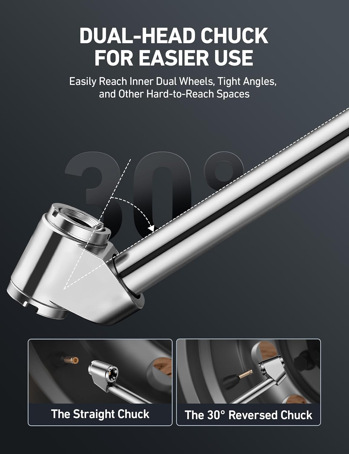 AstroAI T3 Heavy-Duty Tire Pressure Gauge with Inflator, Dual Head Chuck ANSI B40.1 Accurate Air Chuck with Pressure Gauge, 10-120 PSI, Compatible with 1/4" NPT Air Compressor