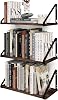 BAMEOS Floating Shelves Rustic Wood Wall Shelf, Small Bookshelf for Living Room, Office, Bedroom, with Metal Bracket