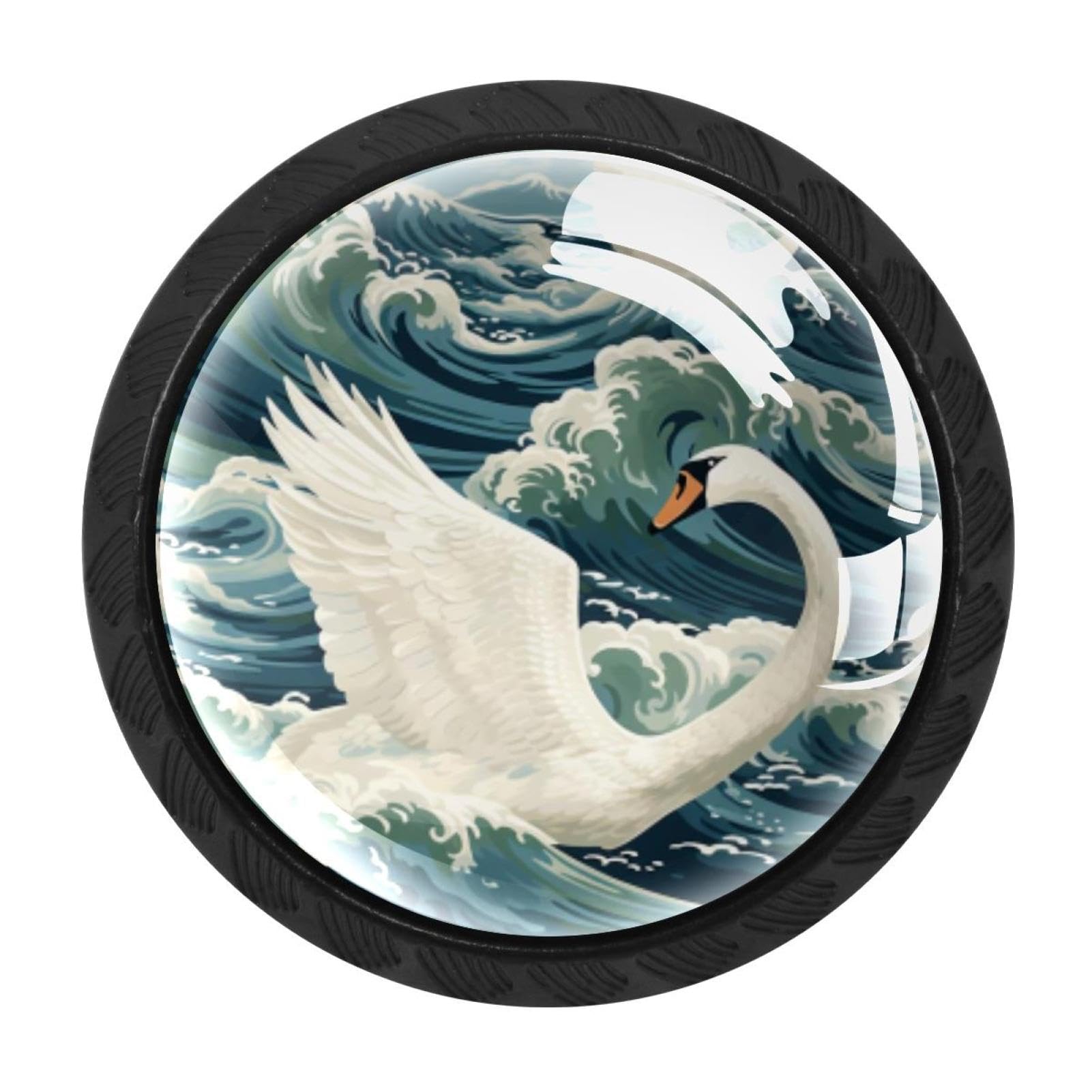 CHENZZZZ 4 Pack Swan Kitchen Cabinet Knobs Drawer Knobs Dresser Knobs Matte Black Zinc Knobs Drawer Pulls Door Knobs Dresser Drawer Handles Knobs for Dresser Drawers