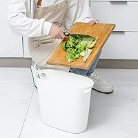 Vista 5 de Cubo de basura pequeño de plástico delgado con asas, contenedor de basura estrecho de 3.2 galones para baño, dormitorio, cocina, oficina en casa