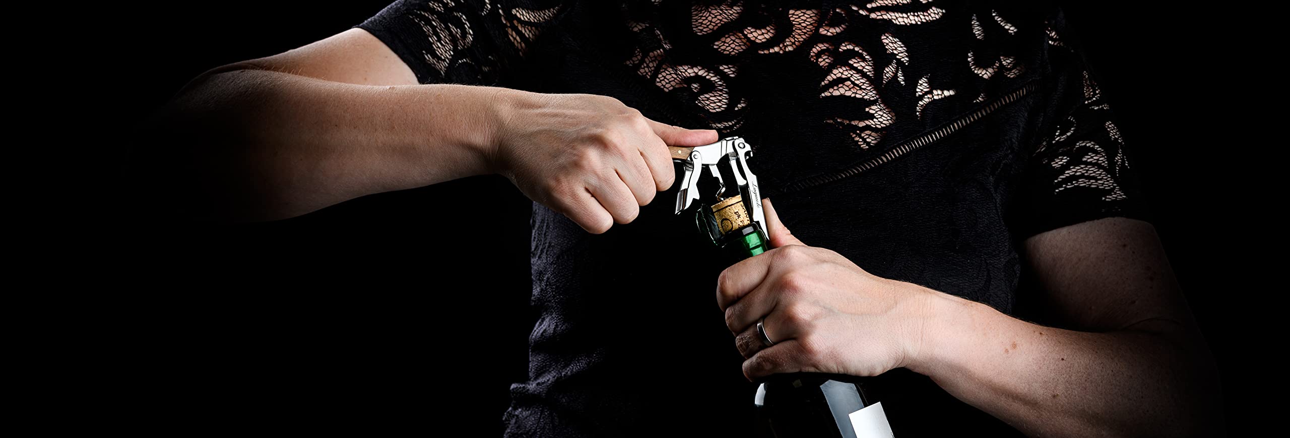 Laguiole Style de Vie Sacacorchos, abrebotellas con cortador de láminas, madera de olivo