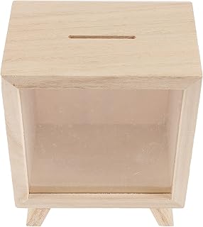 Garneck Wooden Piggy Bank, Creative Adults Piggy Bank Unbreakable Wood Money Bank Cute Coin Bank Creative Saving Bank for Home